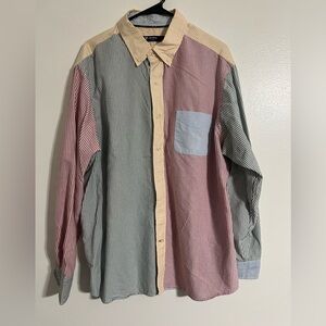 Daniel Cremieux FUN Color Block Striped Button Down Shirt Business Casual XL